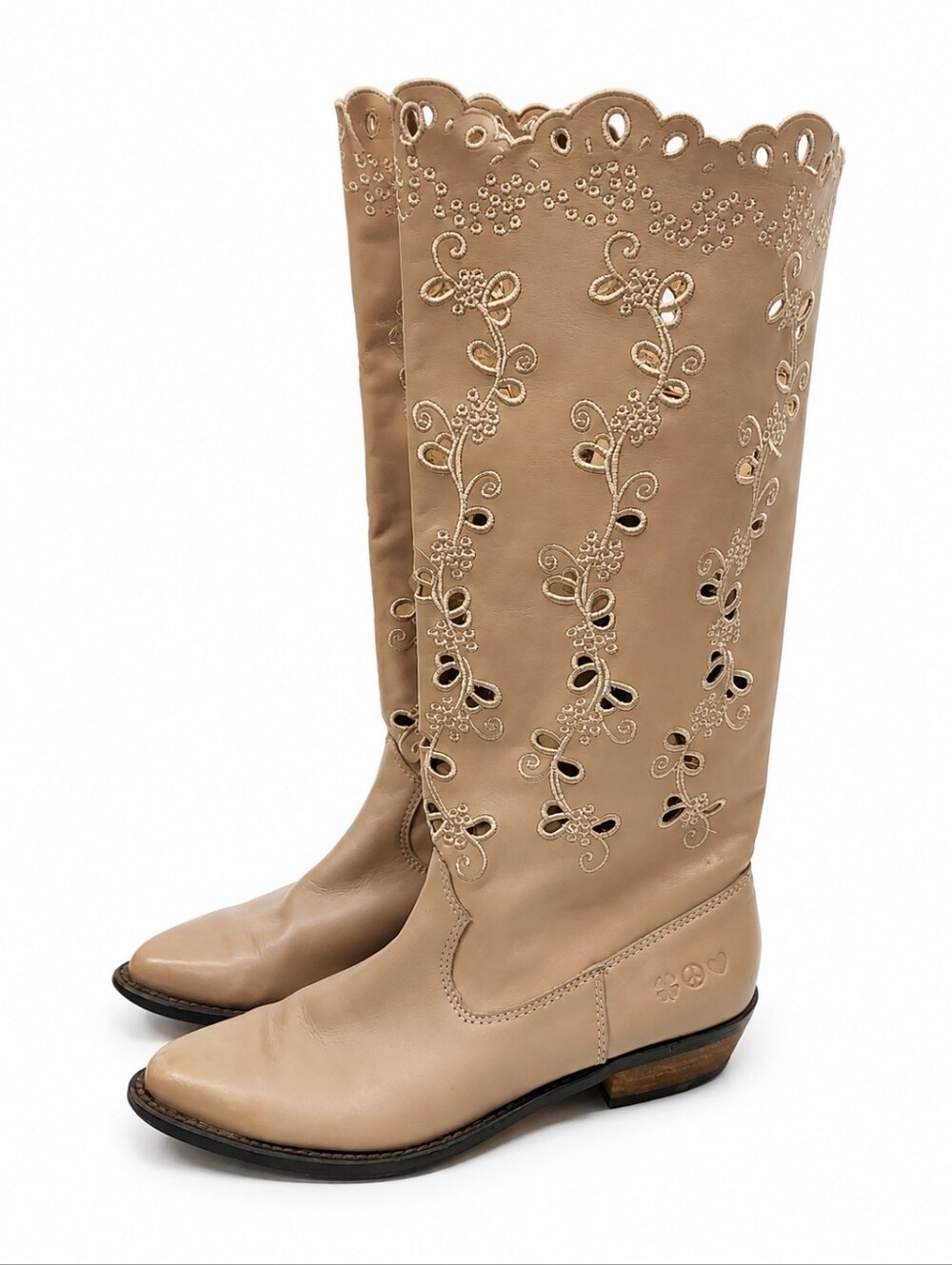Leather Lucky Brand Embroidered Western Coastal Cowgirl Boots Women's Size 8.5